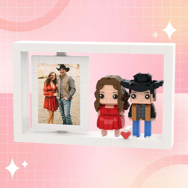 Full Body Customizable 2 People Photo Frame Custom Brick Figures Small Particle Block Brick Me Figures Home Decoration for Her